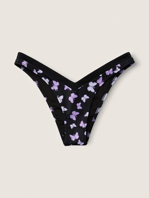 Pink V Front Itsy Swim Bottom - Pure Black Butterfly