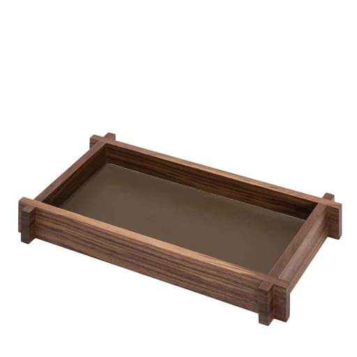 Structura Leather & Wood Long Rectangular Valet Tray Small #1