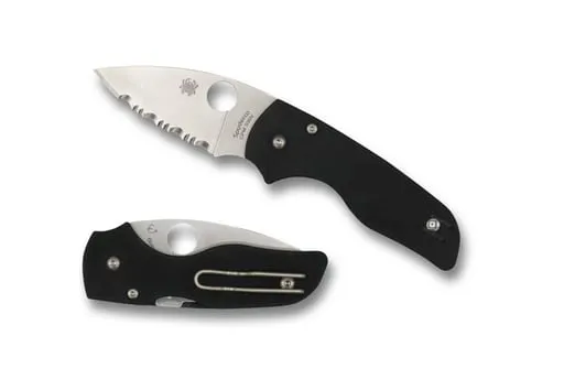 Spyderco Lil' Native G-10 Black Compression Lock Serr Edge Folding Knife