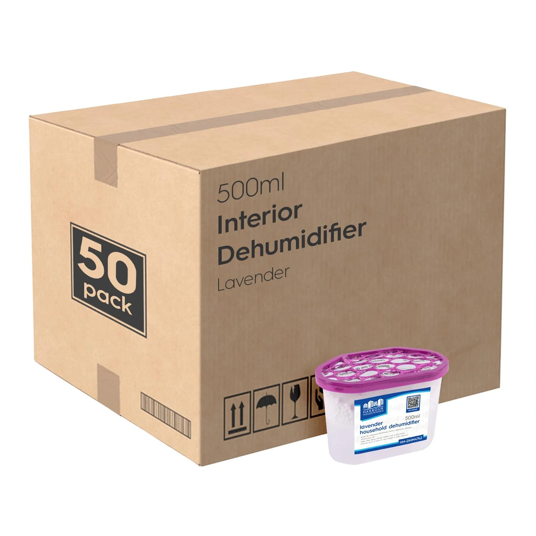 50x Interior Dehumidifiers - 500ml - Lavender - Home Moisture Absorber Trap