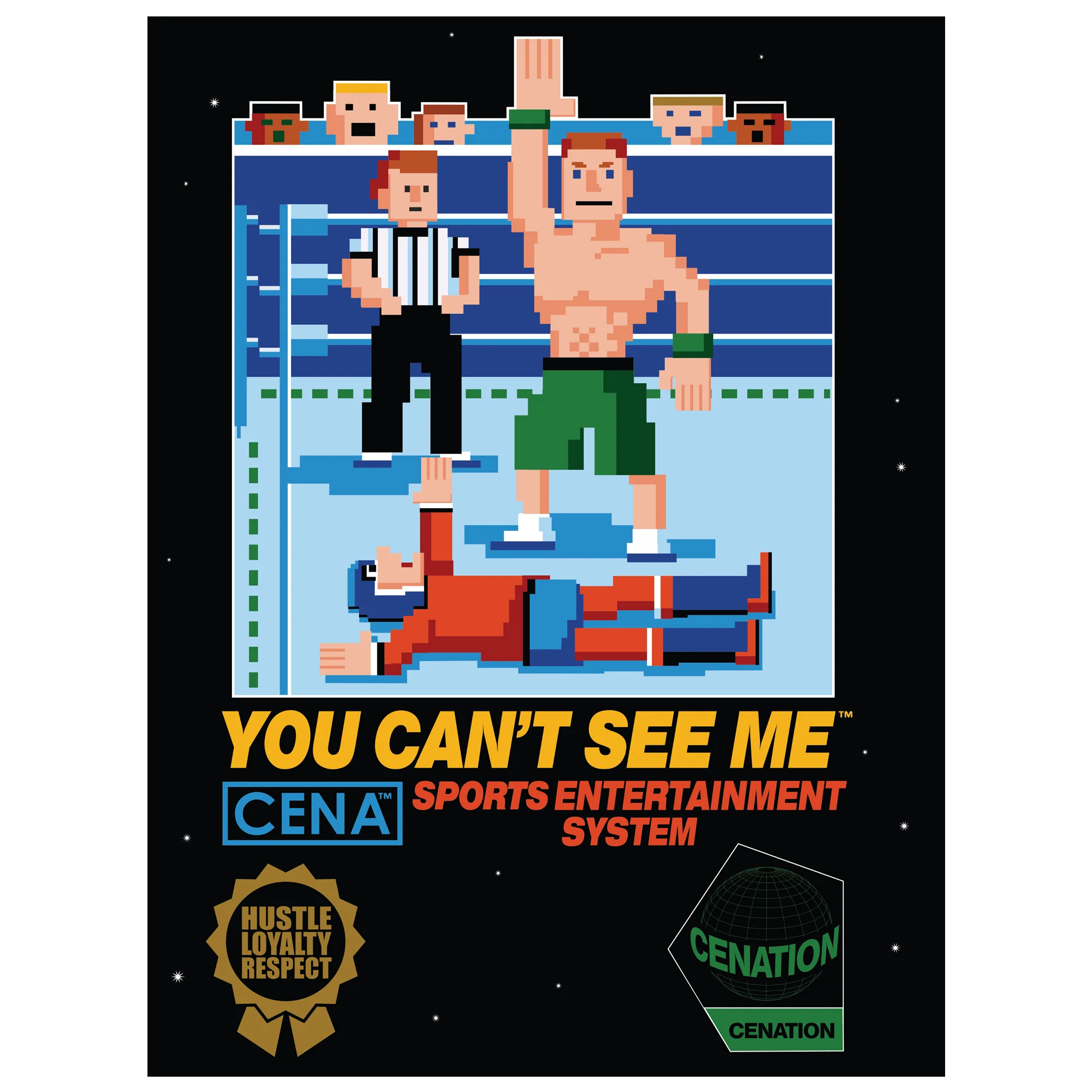 John Cena 8-bit Peel & Stick Wall Art - Retro Wrestling Decal - 'you Can't See Me'