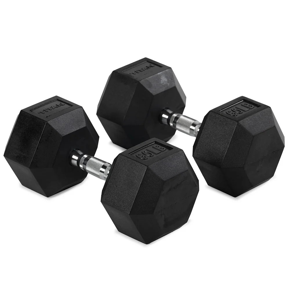 60 Lb Rubber Hex Dumbbells