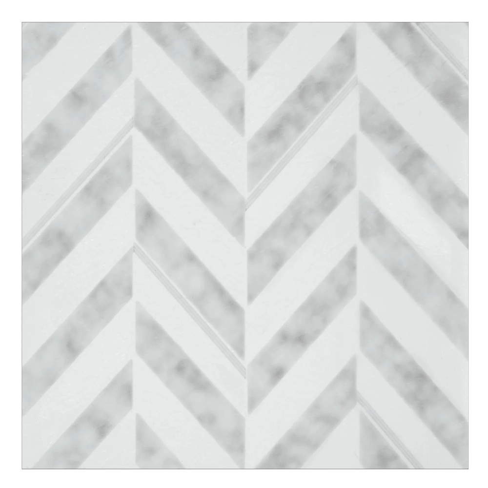 Retro Chevron Vinyl Tile - Self Adhesive, 12x12, Silver
