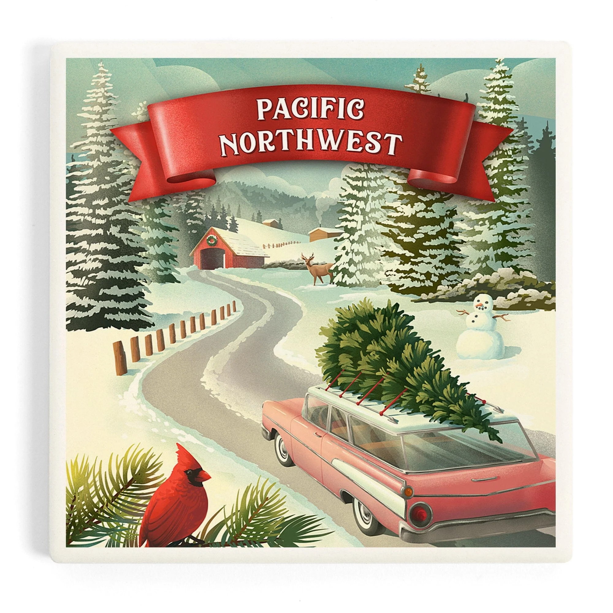 Pacific Northwest, Christmas Holiday Tradition, Coasters - Coaster Pack, Set Of 4
