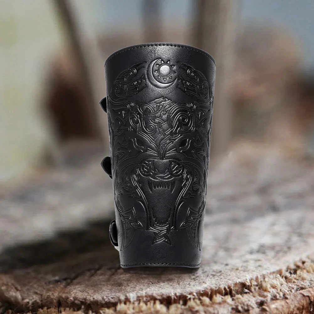 Viking Fenrir Wolf Warrior Bracers - Black/single