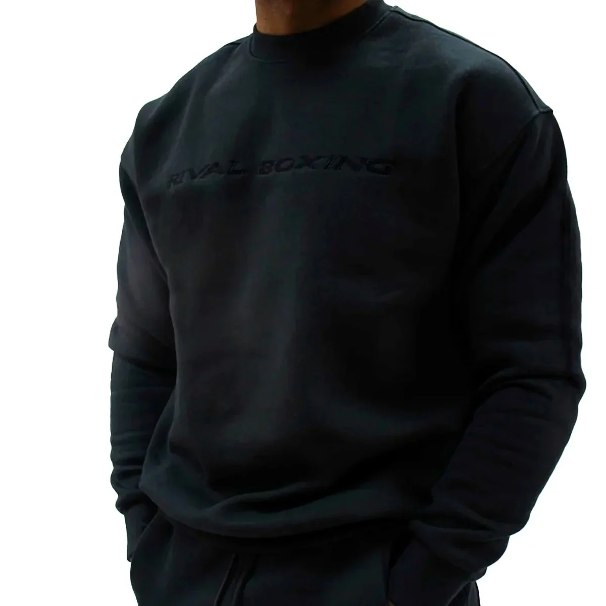Rival Boxing - Fleece Oversized Crewneck Sweater - Black