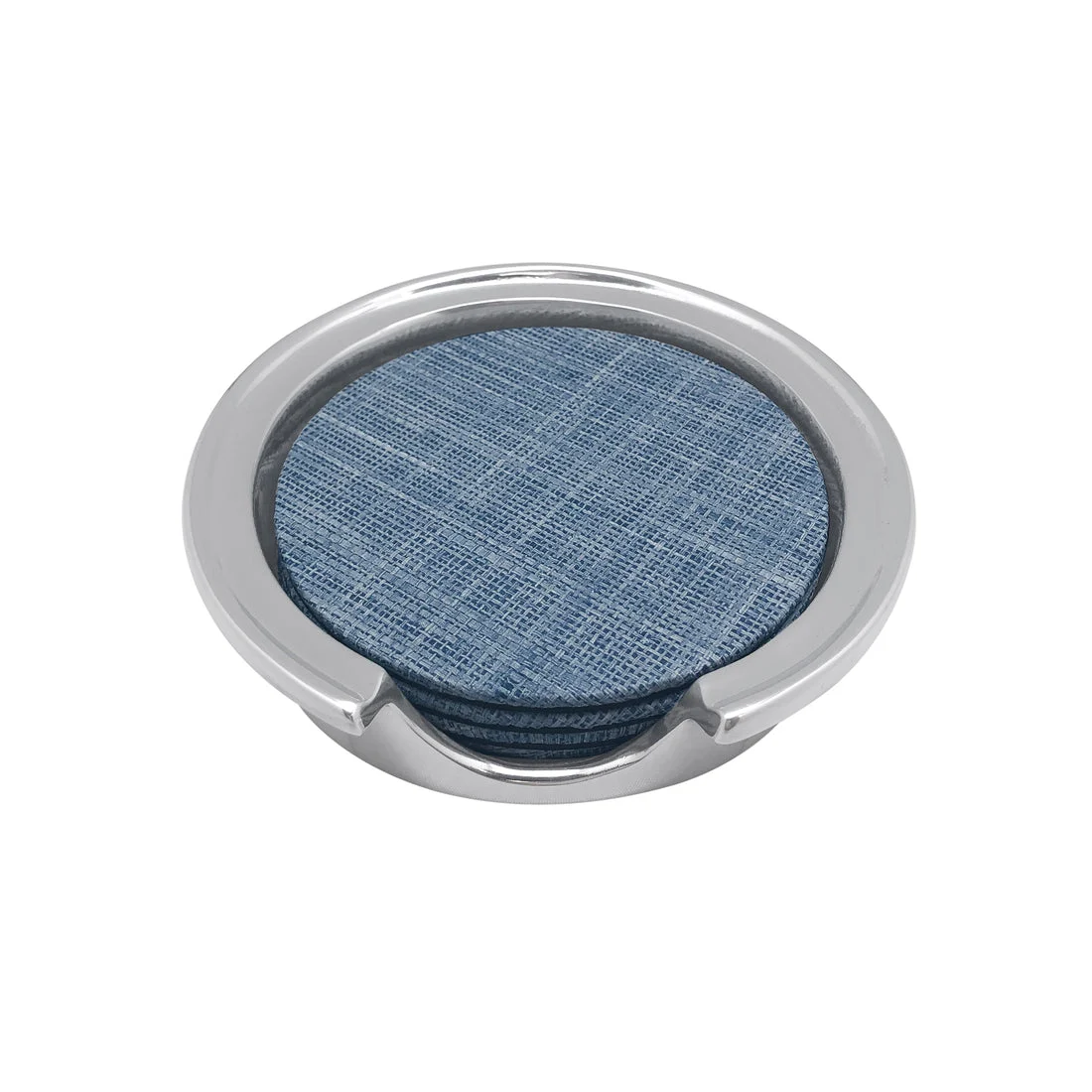 Heather Blue Faux Grasscloth Signature Coaster Set
