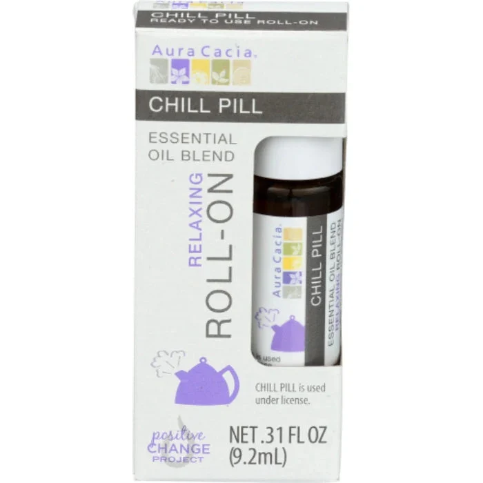 Aura Cacia - Essential Oil Roll-on Chill Pill, 0.31 Fl Oz - Pack Of 4
