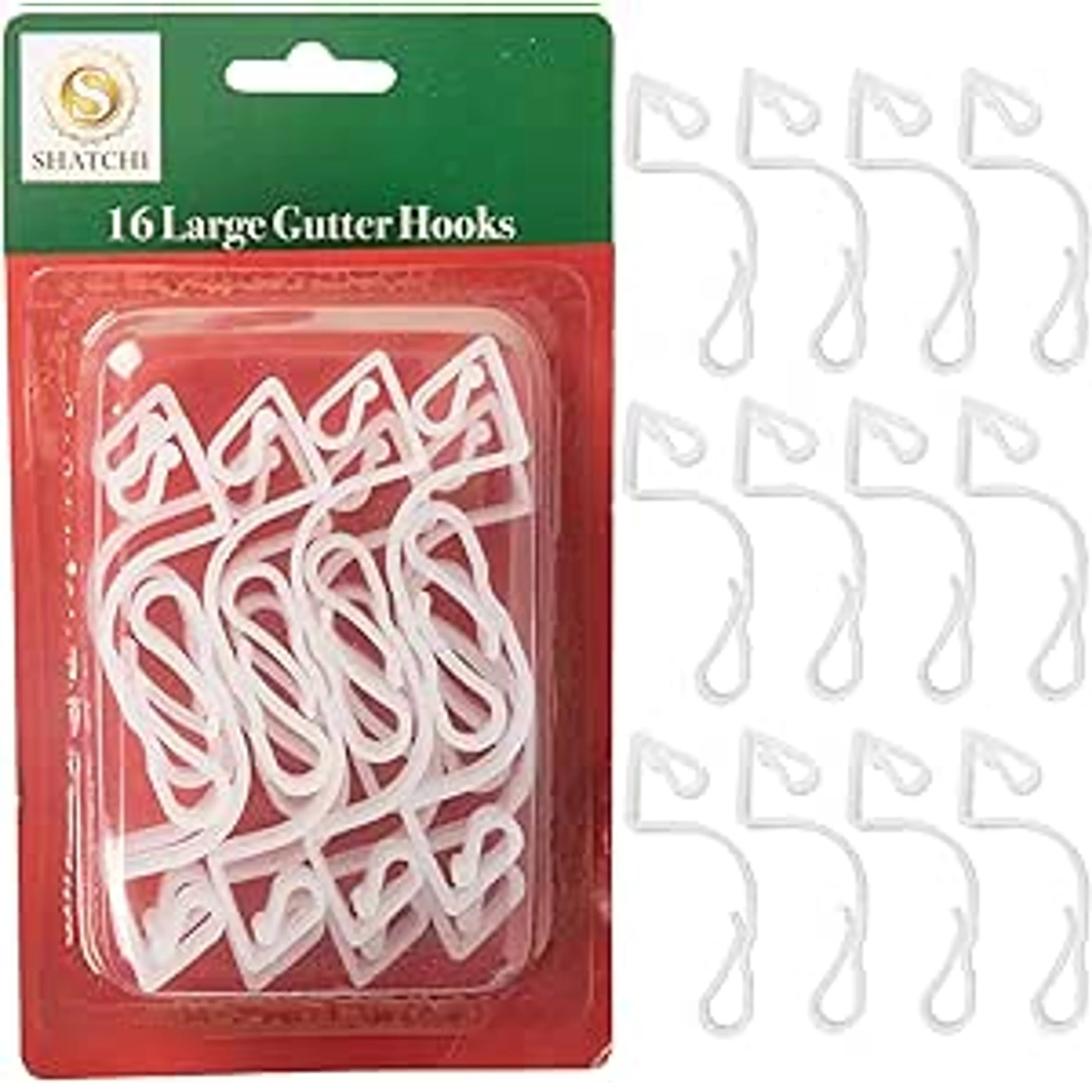 16pcs Large Gutter Hooks - Blend Seamlessly For Outdoor Use