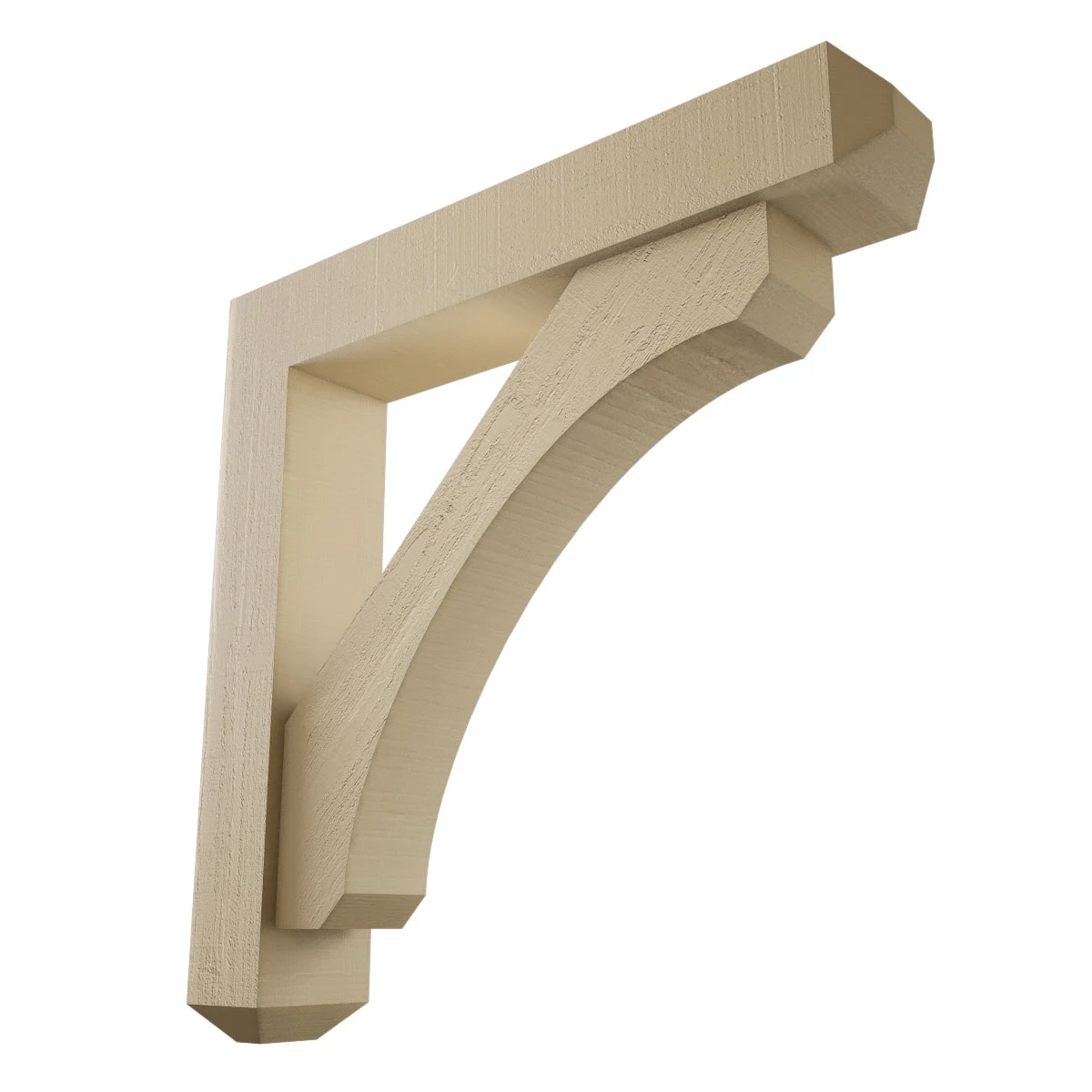 Timberthane Faux Wood Bracket W/ Offset Brace, Legacy Style, Craftsman Ends, 8"w X 44"d X 44"h, Primed Tan