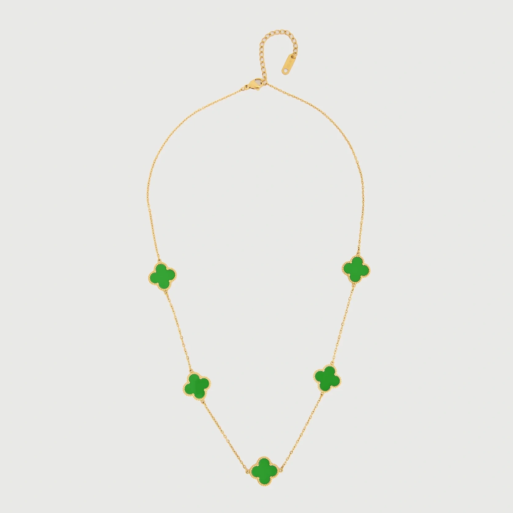 Multi Clover Charm Necklace - Green