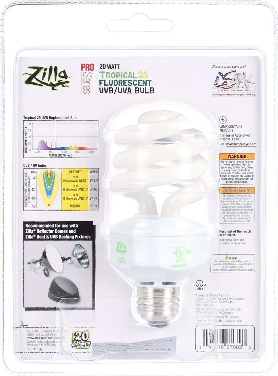 Zilla Fluorescent Coil Bulb Tropical, 20 Watts