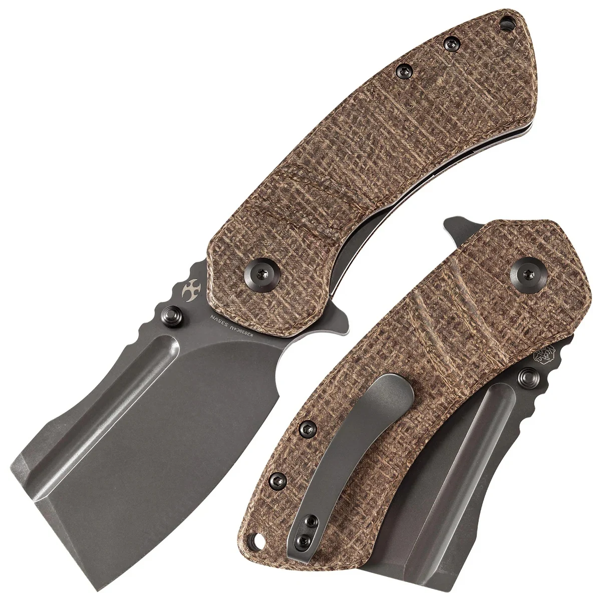 Kansept M+ Korvid Thumb Studs/flipper Knife Burlap Brwon Micarta Handle (3.07'' Cpm S35vn Blade ) Koch Tools Design-k2030c4u