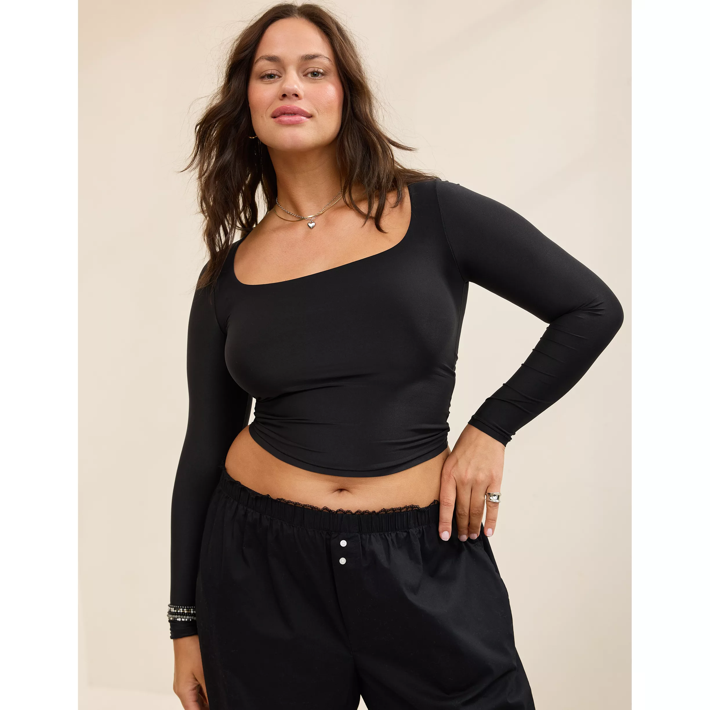 Smoothez Square Neck Long Sleeve T-shirt