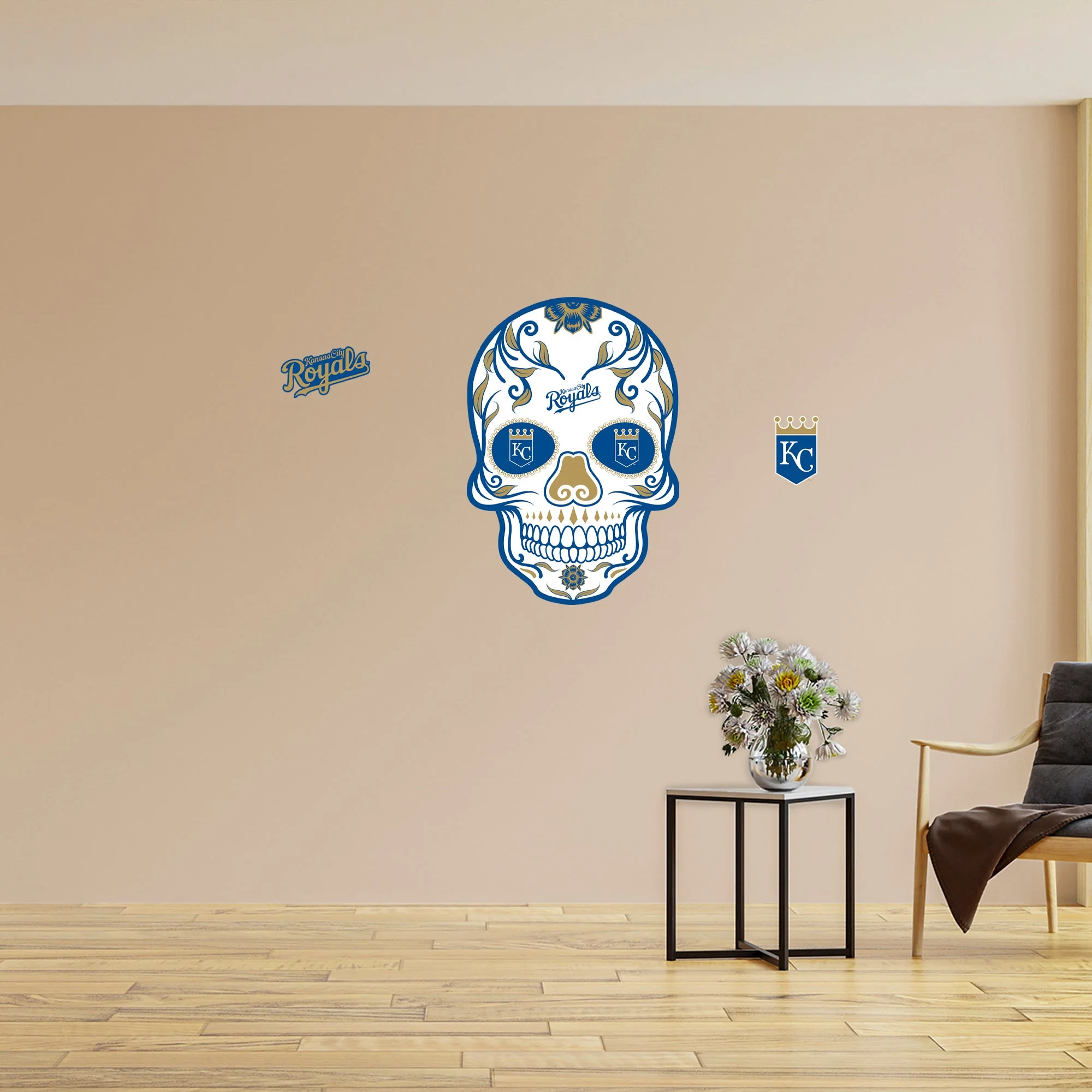 Kansas City Royals - Realbig Sugar Skull Collection - Official Mlb - Reusable Vinyl Wall Decals - Large +5 Decals (35w X 51h)