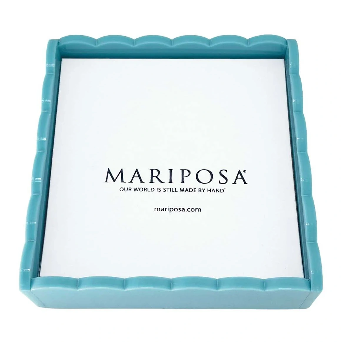 Teal Scallop Napkin Box With Insert