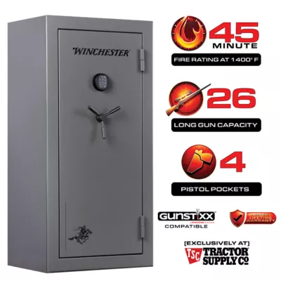 Winchester Safes 26 Long Gun 18.4 Cu. Ft. Electronic Lock Gun Safe, 45 Min. Fire Rating, Slate