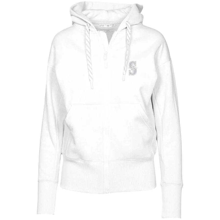 Women's Seattle Mariners Levelwear White Gardinia Core Full-zip Hoodie