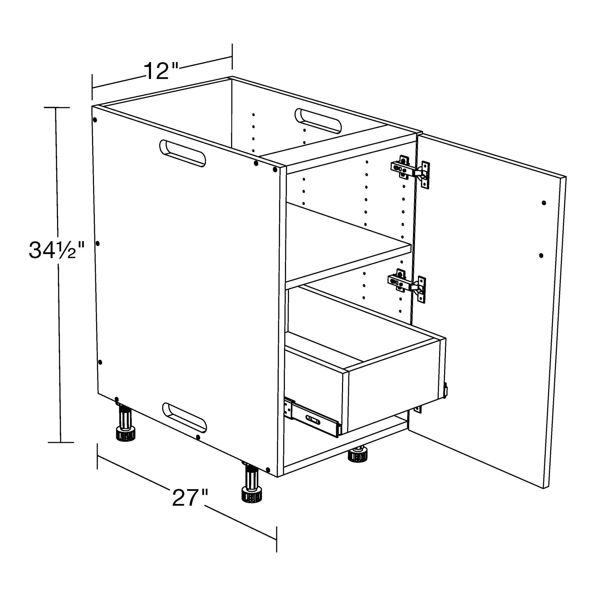 Weatherstrong B1227fhrib-1t-shk Full-height Single Door Base Cabinet