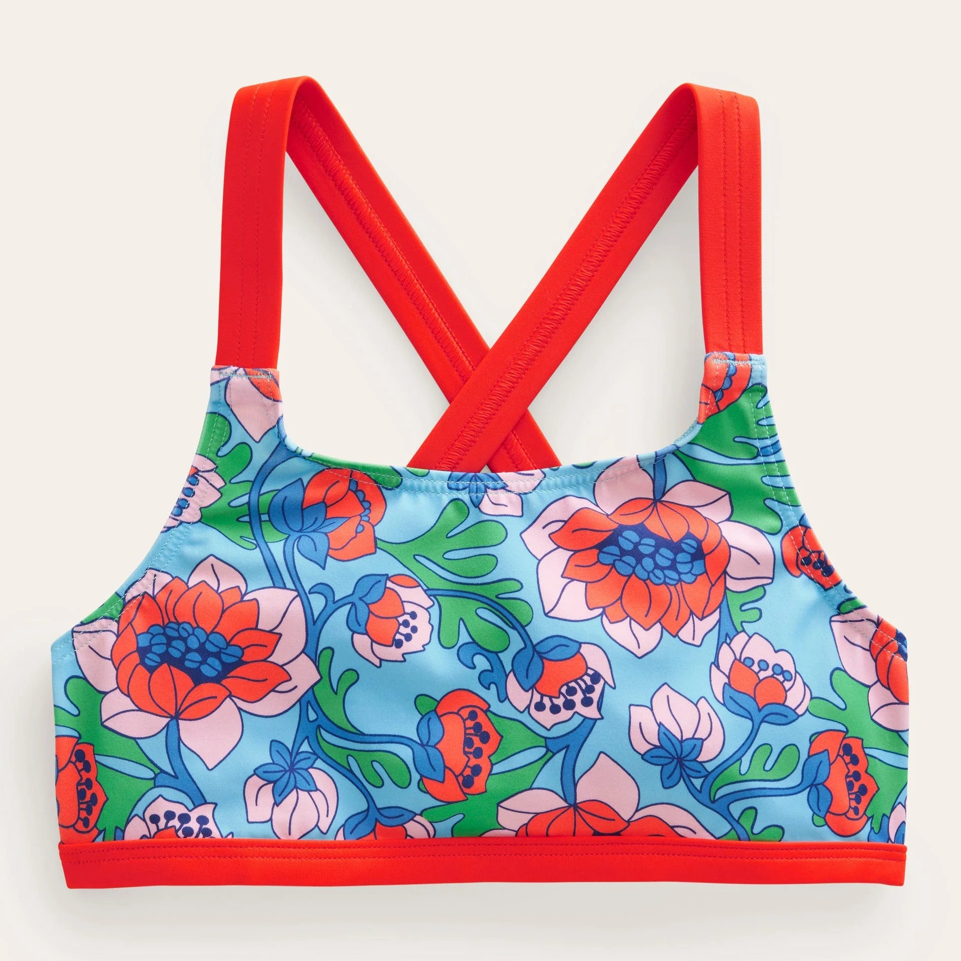 Bikinioberteil Mit Gekreuzten Rückenträgern-mohnblumenrot, Frühlingsblumen
