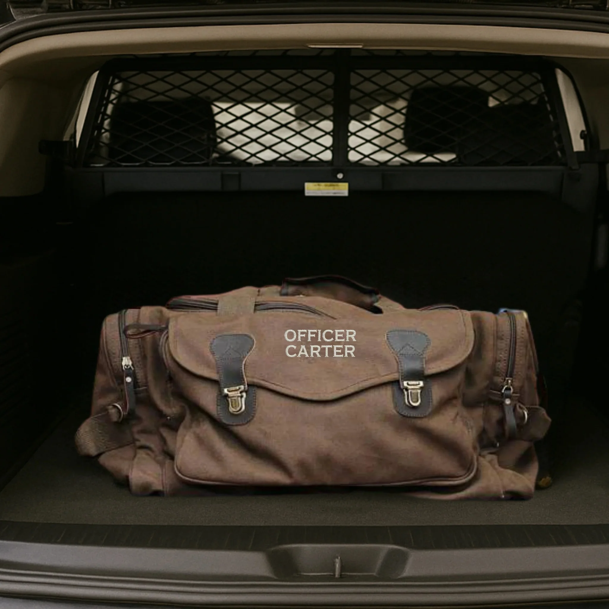 Police Tactical Duffle Bag - Brown/ivory