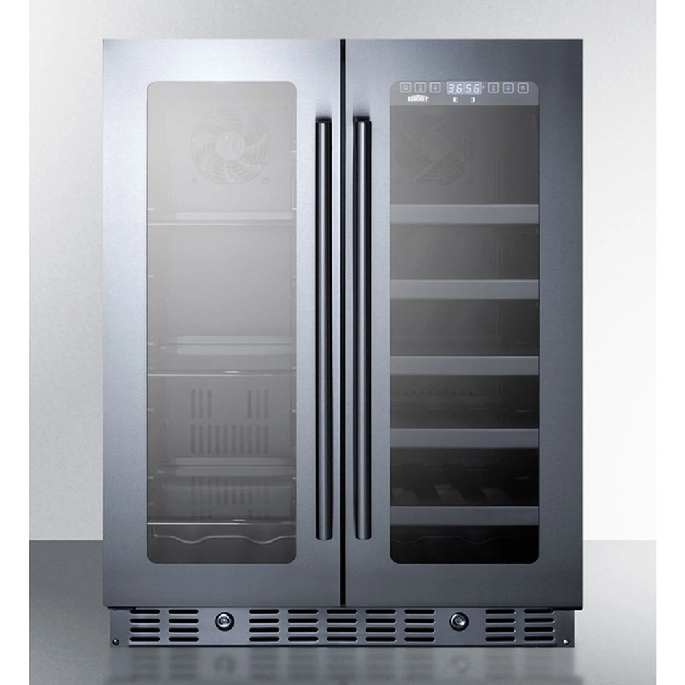 Summit 24 In. Undercounter Wine Cooler With Glass & Wood Racks, Dual Temperature Zones & 21 Bottle Capacity - Stainless Steel