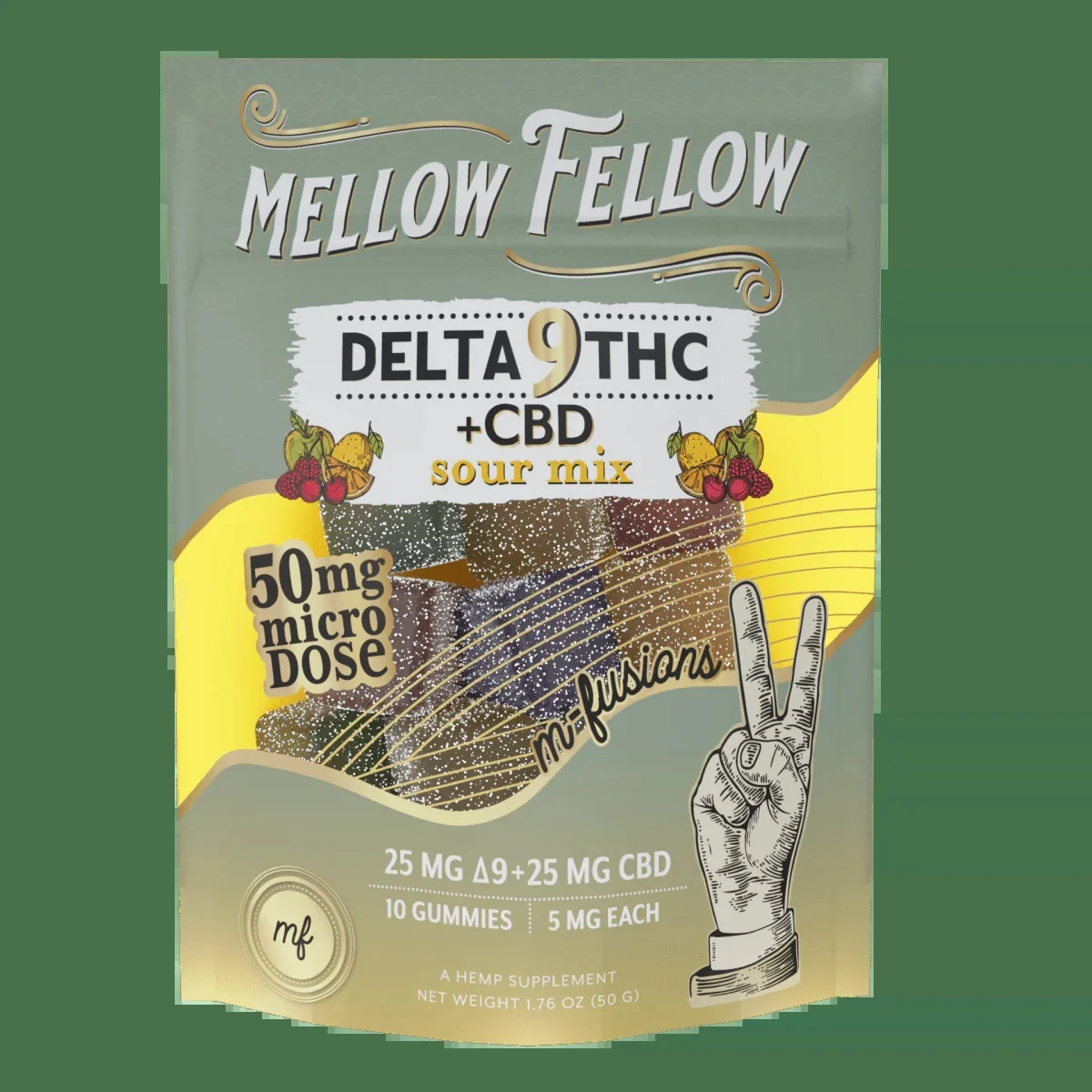 Microdose M-fusions Gummies - 10 Ct 50mg Delta 9 + Cbd - Sour Mix