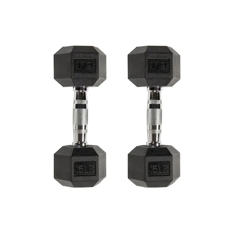 15lb Six-sided Rubber Coated Hex Dumbbell