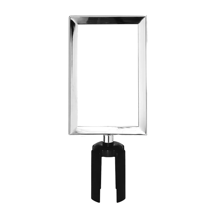 Queue Solutions Belt Barrier W/belt Sign Frame, 7" X 11", Silver
