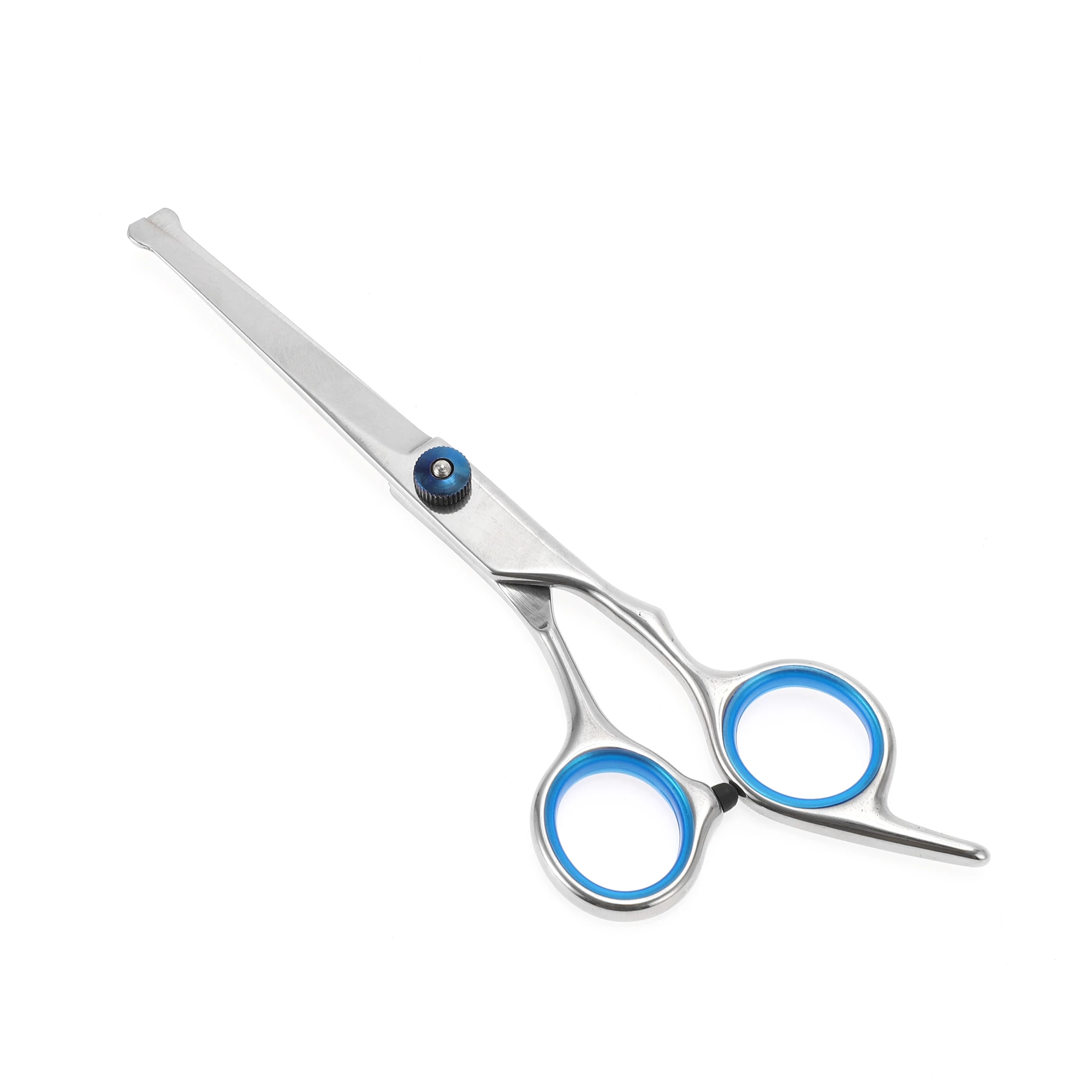 Unique Bargains Round Head Pet Trimmers 5.5 Inches Silver Tone Blue 1 Pc