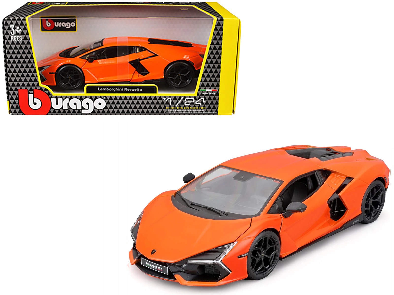 Lamborghini Revuelto Orange Italian Design Series 1/24 Diecast Model Car By Bburago
