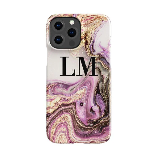 Personalised Gouache Marble Initials Iphone 13 Pro Case - Tough Impact Case (extra Protection)