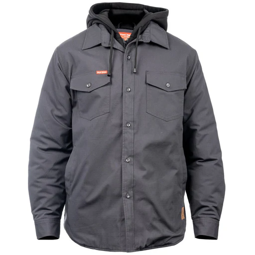Hard Yakka Men Quilted Solid Shacket - Charcoal/m