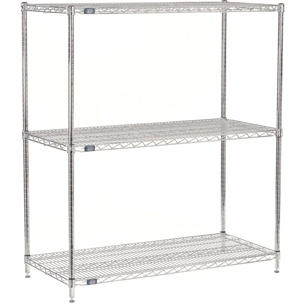 Nexel 3 Shelf Chrome Esd Wire Shelving Unit Starter 30w X 18d X 54h