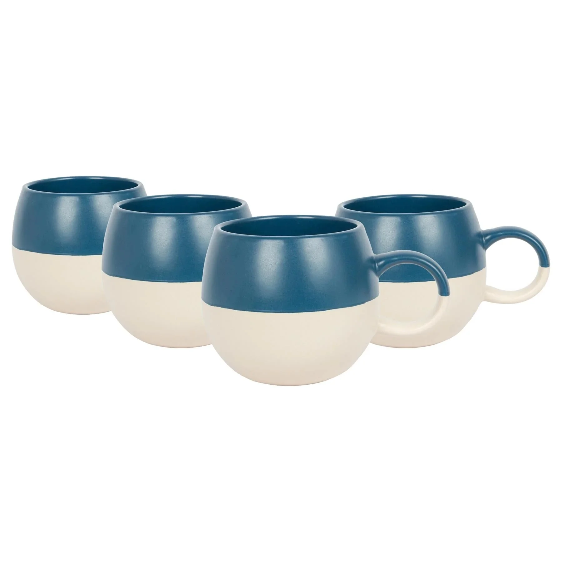 340ml Colour Block Stoneware Sphere Mugs - Pack Of 4 - Navy
