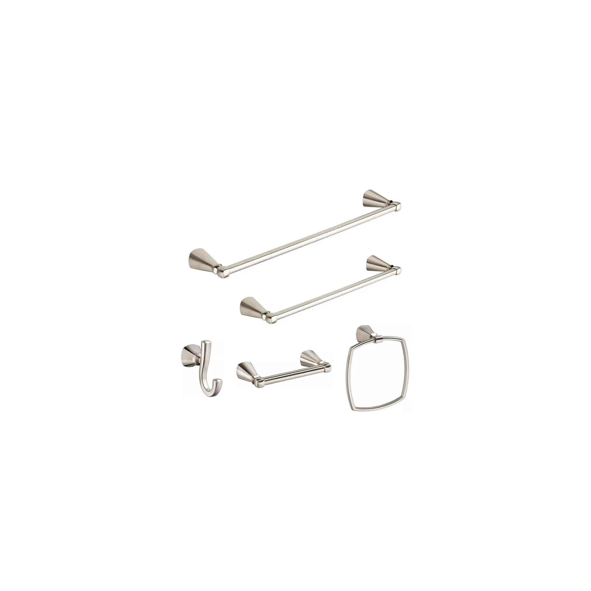 American Standard 7018.999.295 Edgemere 5 Piece Bathroom Package With 24" Towel Bar, 18" Towel Bar, Robe Hook, Towel Ring, And Toilet Paper Holder