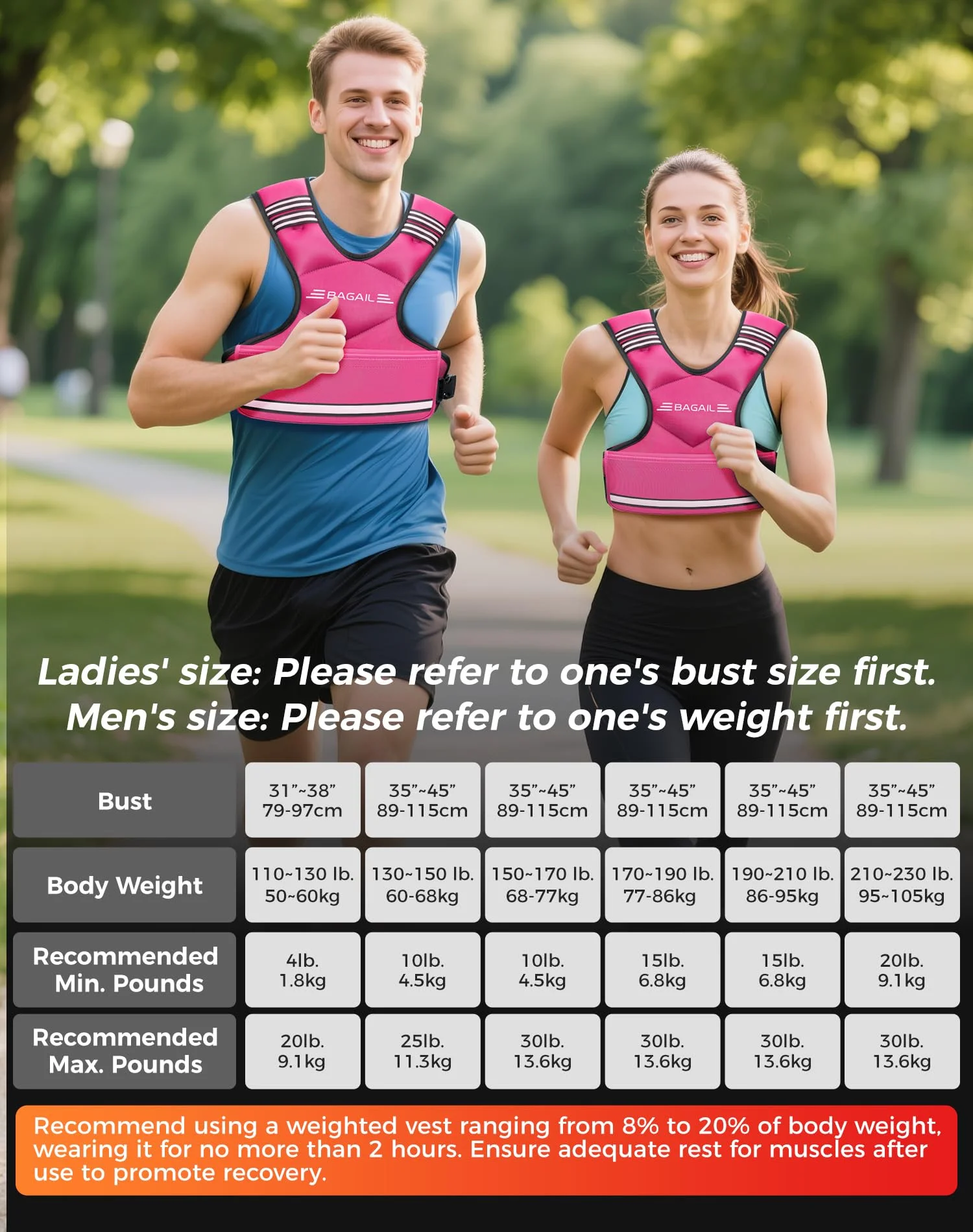 Bagail Adjustable Weighted Vest For Men 20-32lb, Comfortable U-neck Rucking Vest With 6 Removable Weights, Storage Pocket And Reflective Strips For Strength Training, Advanced Bodyweight Workouts & Endurance