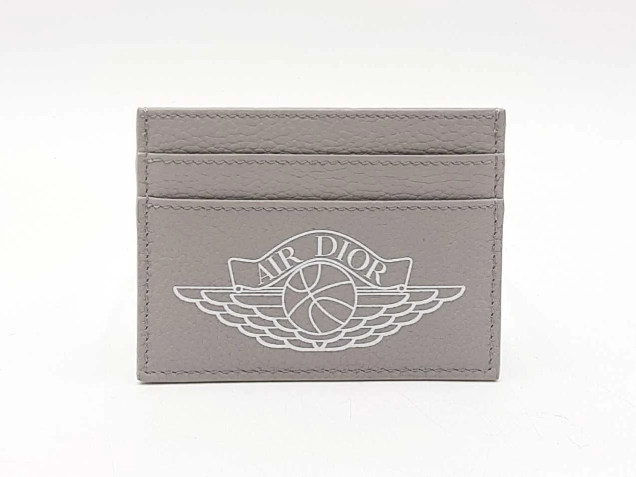 Christian Dior X Air Jordan Gray Pebbled Leather Card Holder Wallet Fw0725wzxdu