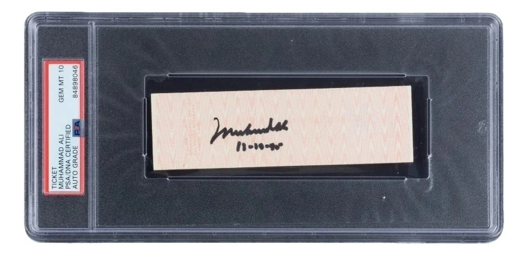 Muhammad Ali Signed 1980 Closed Circuit Fight Ticket Vs Holmes Psa/dna Gem Mt 10