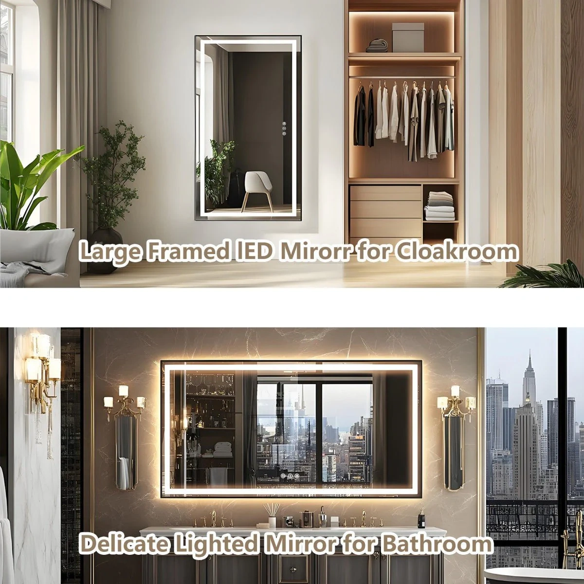 Apex-b 40x32in Vanity Mirror With Lights For Bathroom Wall,framed Led Bathroom Mirror,anti-fog,shatter-proof,etl Listed