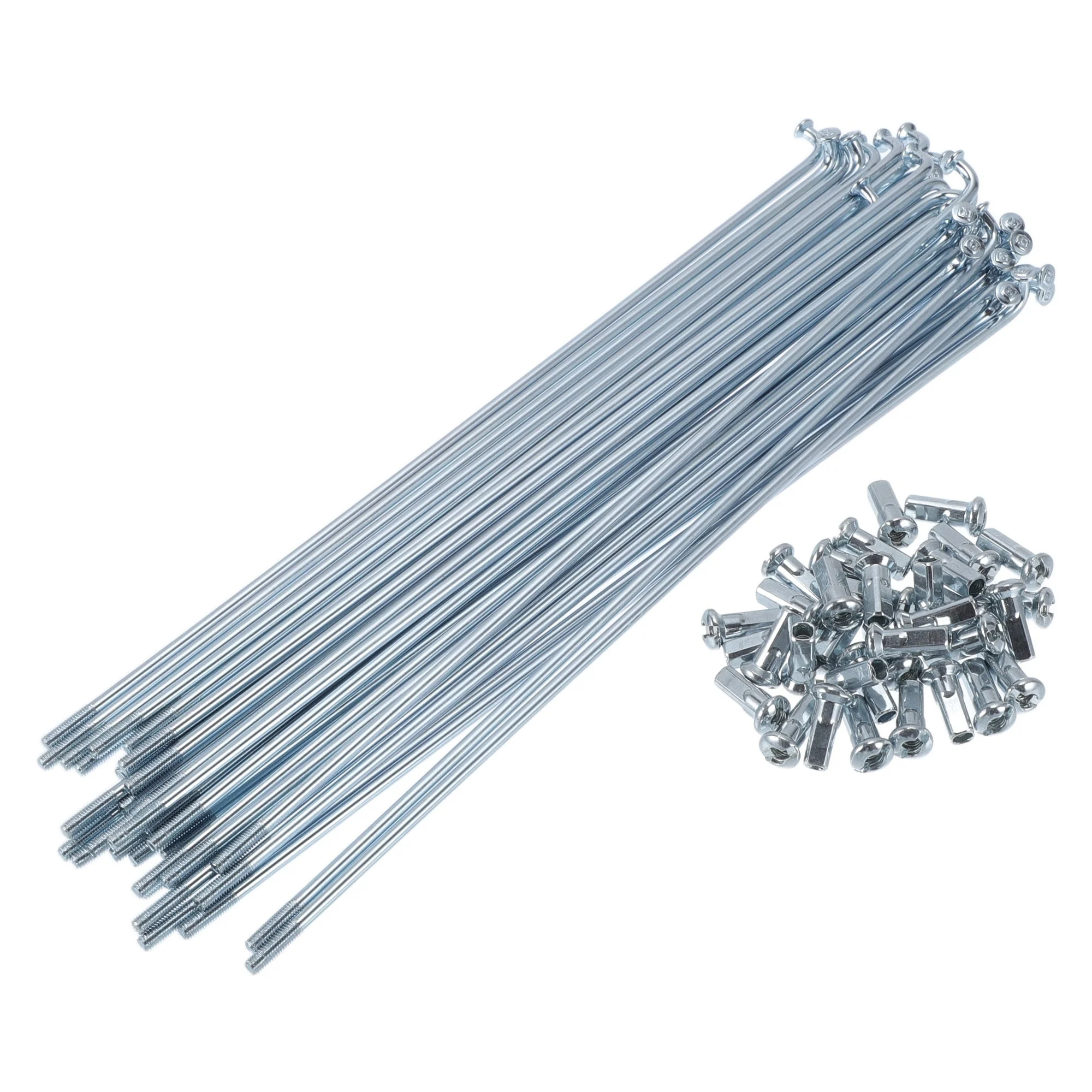 1 Set Bicycle Spokes 12g 183mm Length Bike Wheel Spokes Universal Carbon Steel Galvanized Silver Tone Nipple