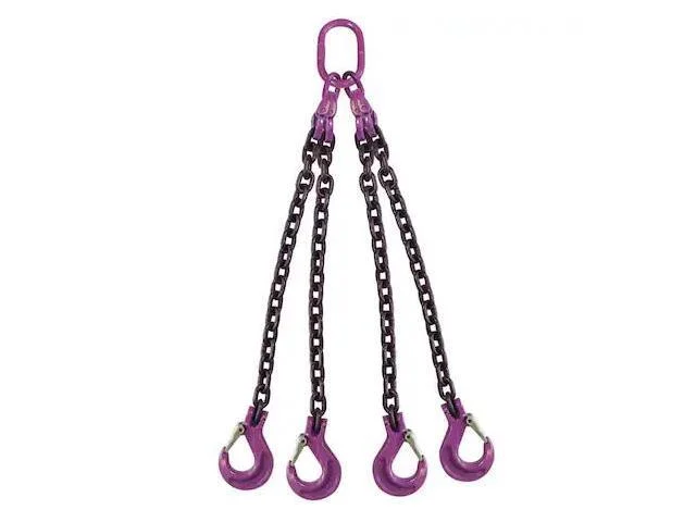 Us Cargo Control 516g100qos-12 5/16" X 12' - 4 Leg Chain Sling W/ Sling Hooks -