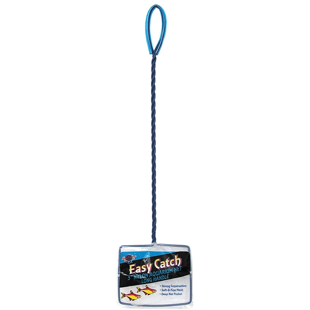Blue Ribbon Easy Catch Net Fine Mesh W/long Handle Blue/white 5 In