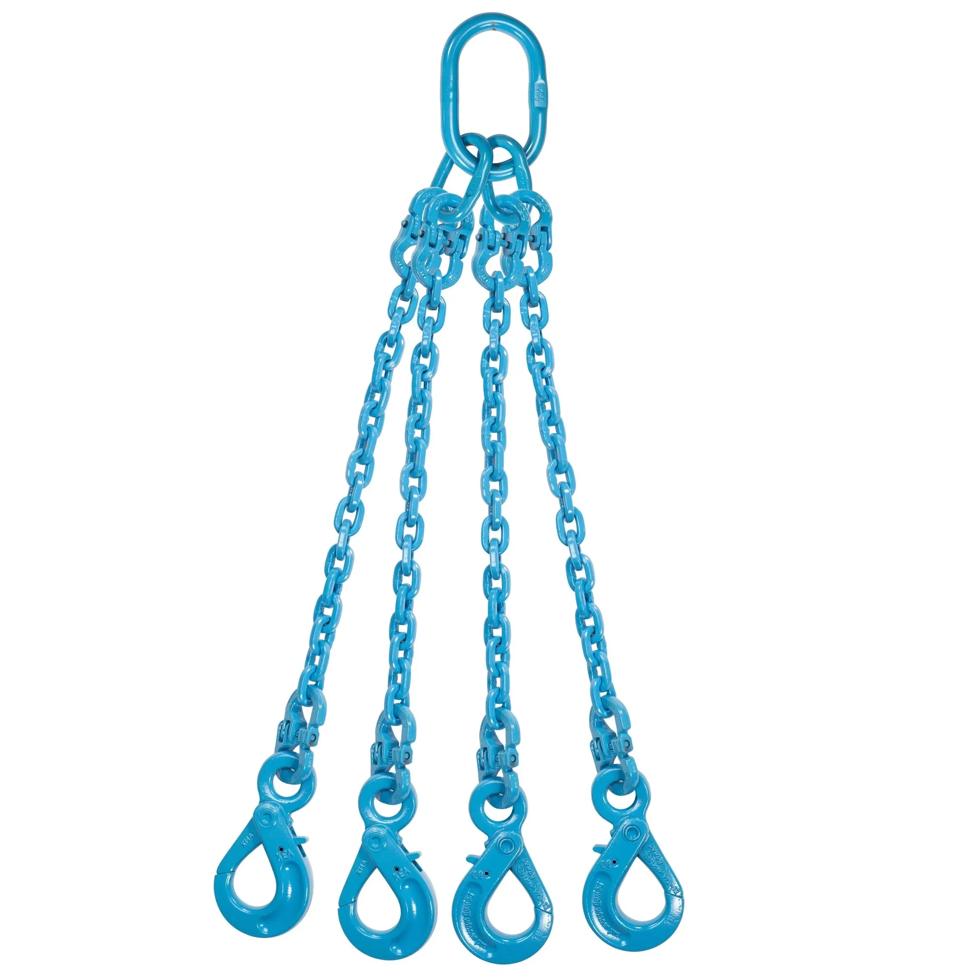 9/32" X 4' - Pewag 4 Leg Chain Sling W/ Self-locking Hooks - Grade 120