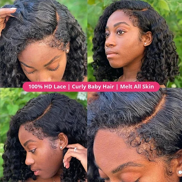 Deep Wave 4c Hairline Edges Wigs 13x4 Hd Lace Front Human Hair Wigs - 24inch/150% 13x4 Wig