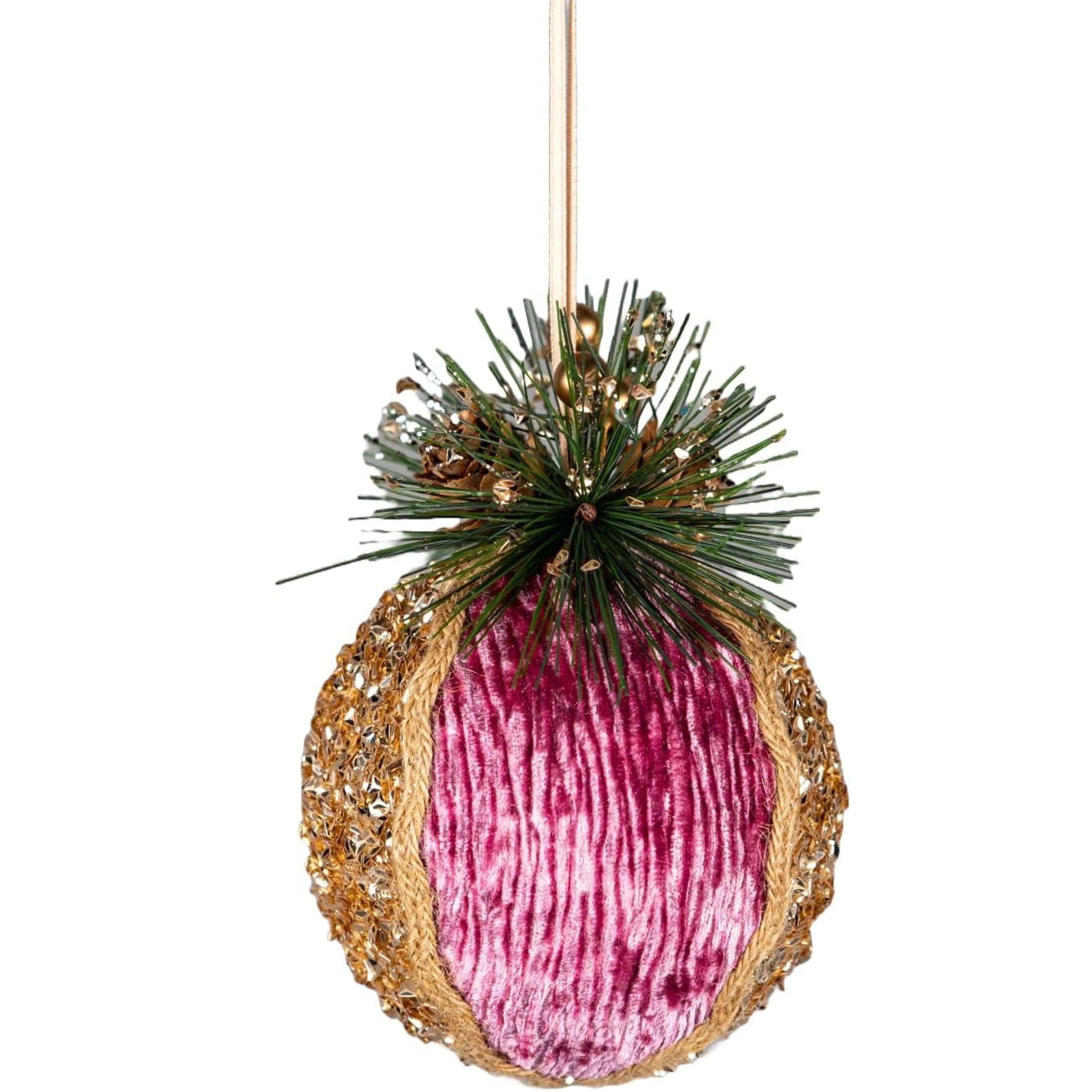11.5cm Pink Glitter Bauble - 3pcs Christmas Hanging Decorations