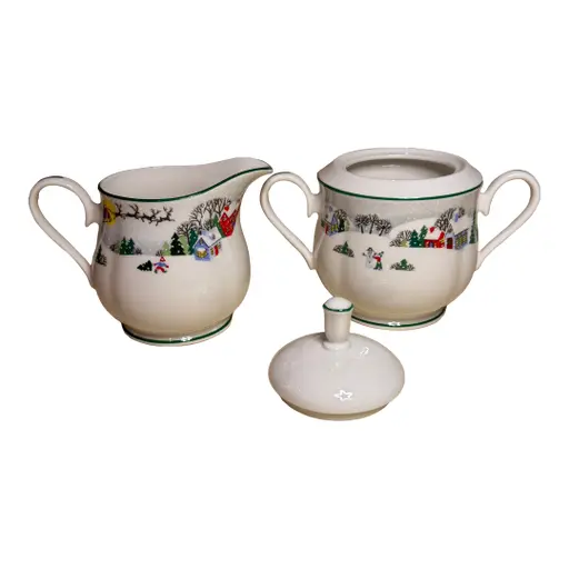 1990s Lenox Sleighride Creamer And Sugarbowl Set