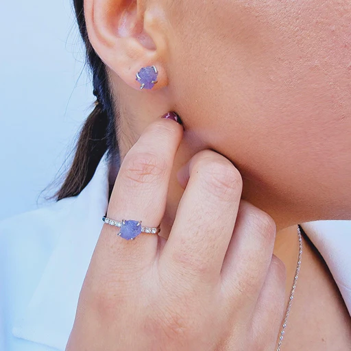 Raw Tanzanite Ring And Earrings Set