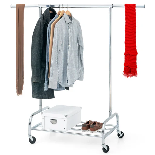 Tatkraft Tiger - Kleiderständer Stabil, Schwerlast Kleiderständer, Bis 100 Kg Belastbar, Garderobenständer Mit Ablage, Rollgarderobe, Verchromt Stahl