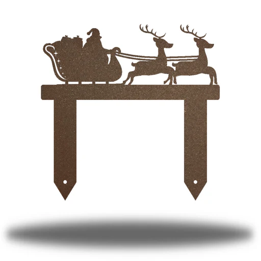 Santa Sleigh Stake - 24"/rust/yes (+$15)
